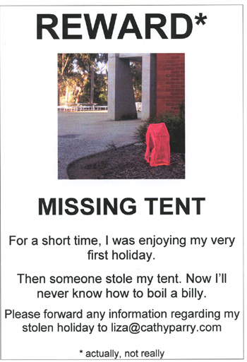 reward for stolen tent sign